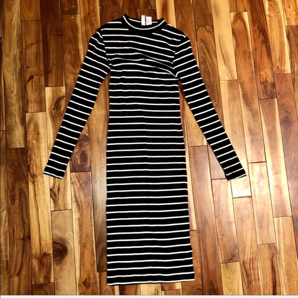 Black and white stripe midi dress